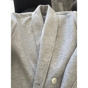 Pure Jill Gray Shawl Collar Double Breasted Coat Women's Size L Polyester Rayon